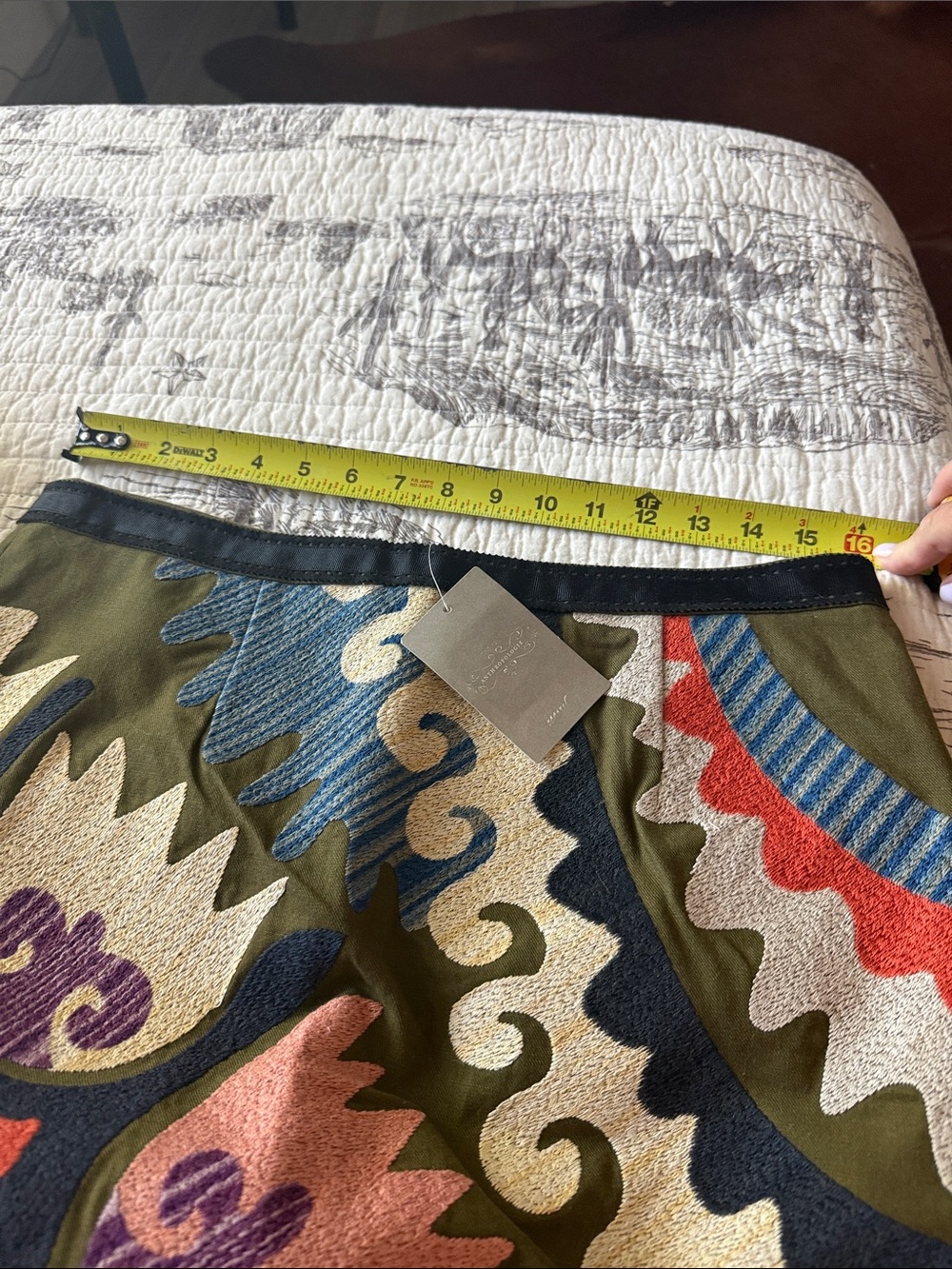 Anthropologie Olive Mini Skirt with Multicolor Floral Embroidery - Picture 4 of 5